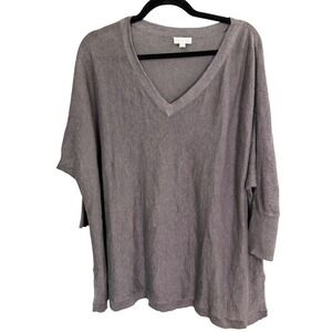 Garnet Hill Organic Linen Sweater M Gray Lagenlook Minimal Cozy‎ Fall Pullover